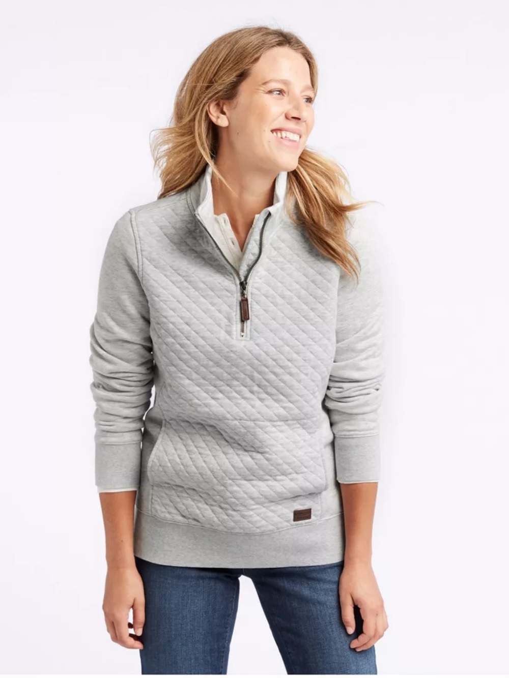 Women’s LLBean 1/4 zip quilted fleece pullover. Medium Excellent condition.